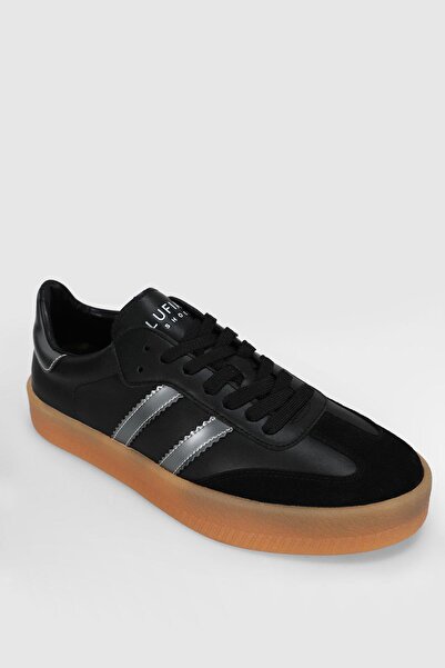 Lufian Davıd Black Men's Genuine Leather Sports Shoes