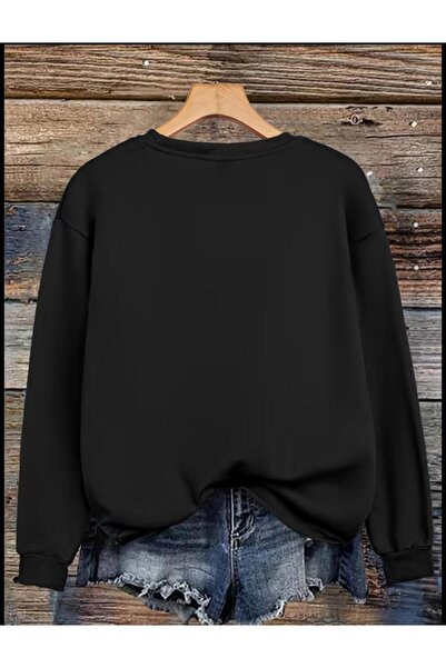 SELENA BUTİK Unisex Crew Neck Brooklyn Black Sweatshirt