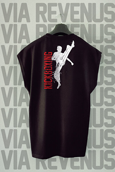 Vordevia Kickboxing Sırt cu imprimeu Sıra bumbac 100% cu mâneci tricou Sport ...