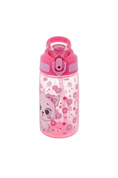 OEM Children's water bottle, flip-top, cat design, BPA-free, pink, 500ml