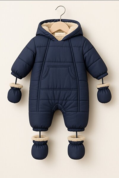 DeKuBaby Özel Tasarım Cepli,Kapüşonlu Tak-Çıkar Patik Ve Eldivenli Bebek-Çocu...