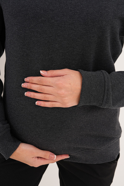 Miss Dünya Lissa Crew Neck 100% Cotton Maternity and Postpartum Basic Sweatshirt