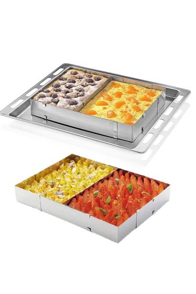 NO BRAND Adjustable Rectangular Metal Cake Ring, Grey