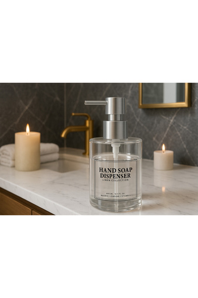 Akyol MİEN BOROSİLİKAT CAM SIVI SABUNLUK ŞEFFAF/GRİ