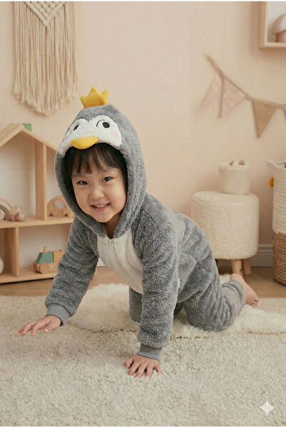 Bebelove Boys/Girls Penguin Fleece Jumpsuit with Zipper