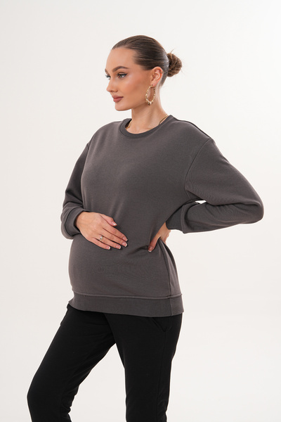 Miss Dünya Lissa Crew Neck 100% Cotton Maternity and Postpartum Basic Sweatshirt