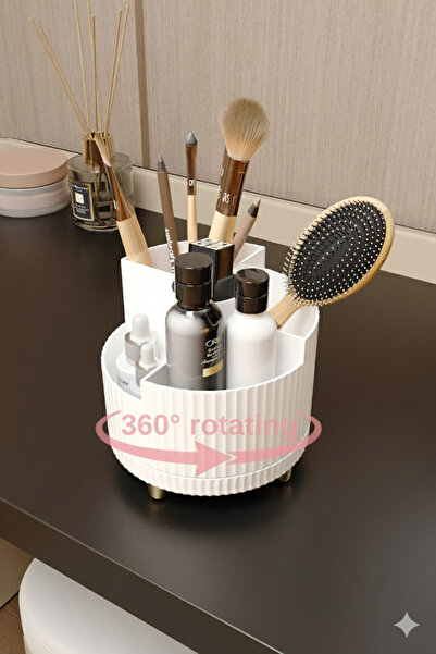 OSIO Premium XL 360 Degree Rotatable Cosmetic Makeup Organizer White