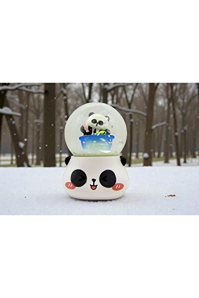 Kuzey Tacı Sevimli Panda Temalı Kış Konseptli Kar Küresi - Panda Suratlı Taba...