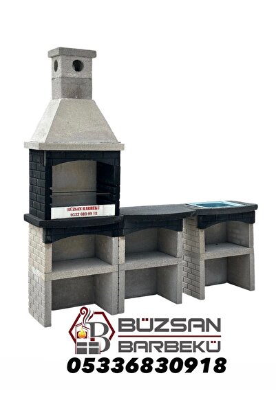 Büzsan Barbekü BETON BARBEKÜ MANGALLIK ANTRASİT GRİ 70 LİK DAVLUMBAZLI MASALI LAVABOLU