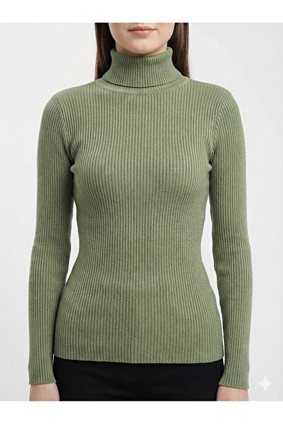 BİLGENS BUTİK Kadın Boğazlı Esnek Triko Body