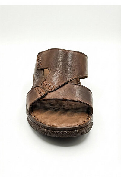 Ustalar Ayakkabı Çanta Brown Men's Genuine Leather Slippers 713.2013