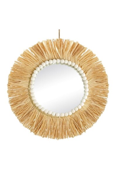 OEM Διακοσμητικός στρογγυλός καθρέφτης τοίχου με κορνίζα από ράφια και ξύλινη...