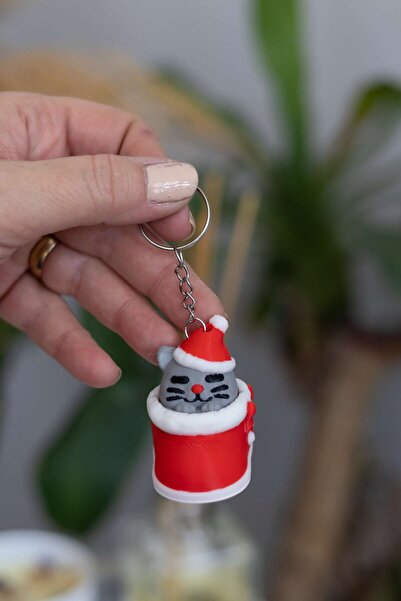 Modello Craft سلسلة مفاتيح على شكل قطة رأس السنة الجديدة - سلسلة مفاتيح على ش...