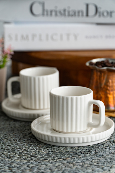 ALBETTO Satürn 4 Parça 2 Kişilik Porselen Kahve Fincan Takımı