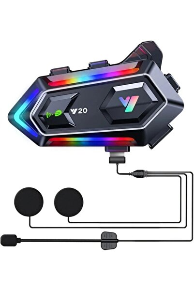 chimon W20 BT 5.3 Bluetooth Motosiklet Kask Kulaklık intercom RGB Işıklı