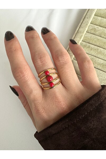 ringbox Red Stone Steel Ring