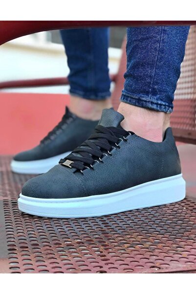 Lucy Shoes Yg08 Men's Casual Lace-Up Leather Sports Sneaker Shoes Cbt - Gray