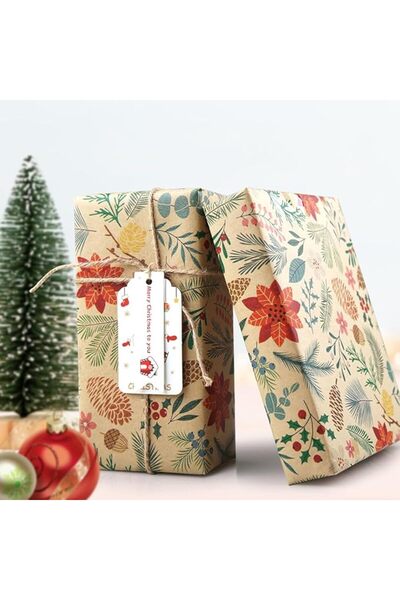 Generic Vintage Botanical Kraft Wrapping Paper Roll – 43cm x 1000cm – Brown Gift Wrap for Christmas, Bir