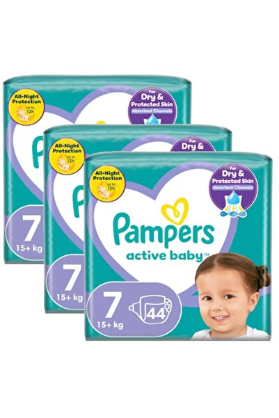 Pampers Set scutece Active Baby, 3 cutii, mărimea 7, 44 bucăți/cutie