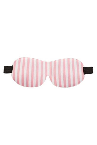 OEM Ροζ σατέν ριγέ μάσκα ύπνου με κύπελλα, 21 cm