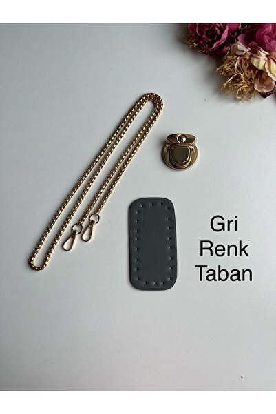 zg hobi aksesuar Knitted Bag Set - Base and Chain Set Gold Color Metallic