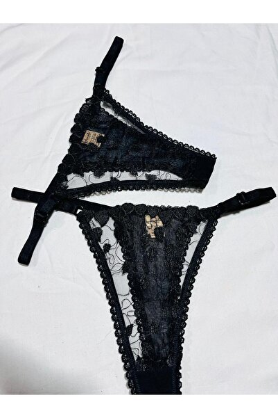 mendoza store Σετ 2 τεμαχίων σε μαύρο χρώμα με στρινγκ καρδιά