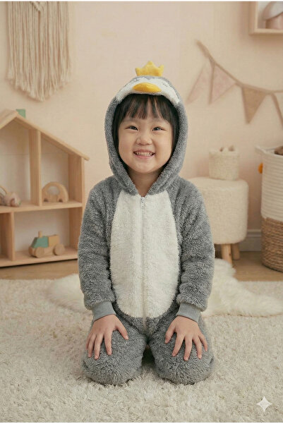 Bebelove Boys/Girls Penguin Fleece Jumpsuit with Zipper
