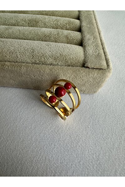 ringbox Red Stone Steel Ring