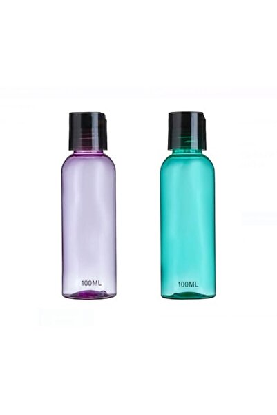 OEM Travel Bottle Set Green & Purple with Black Cap 100ml - 2pcs