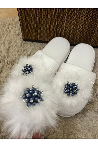 Fiyonks Atölye Maternity Slippers and Crown Set, Custom Made with Feather Bro...