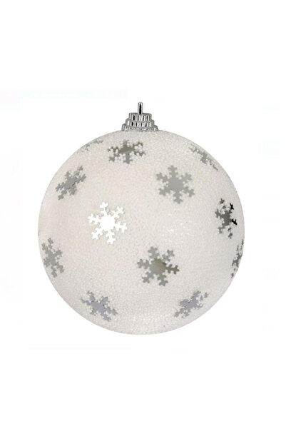 So Iconic 6 قطع من كرات شجرة عيد الميلاد البيضاء المطرزة برقائق الثلج الفضية ...