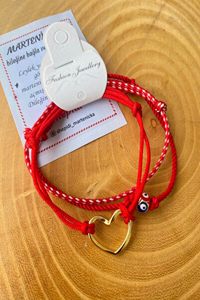 Shepidi 3^lü kalp nazar boncuk marteniçka şans bilekliği