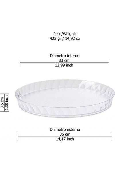 Omada Kitchen platters -- DIAMOND Platter Tray ø 36 X h 3.5 cm - transparent