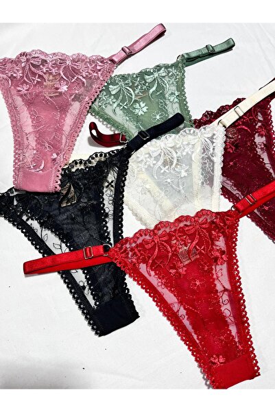 mendoza store Lace Bow Patterned Thong Panties 6-Pack