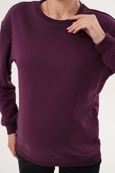Miss Dünya Lissa Crew Neck 100% Cotton Maternity and Postpartum Basic Sweatshirt