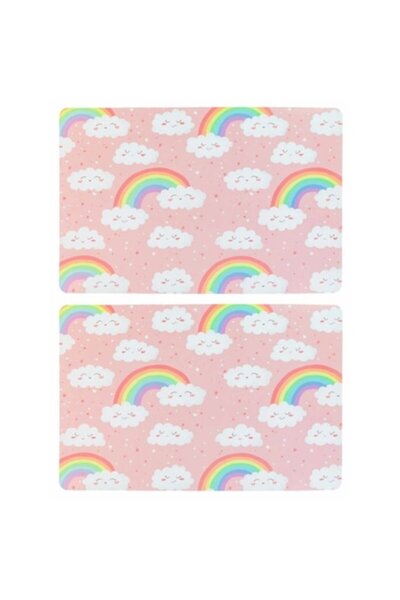 OEM Set de 2 suporturi pentru farfurii, design pentru fete, curcubeu și nor, ...