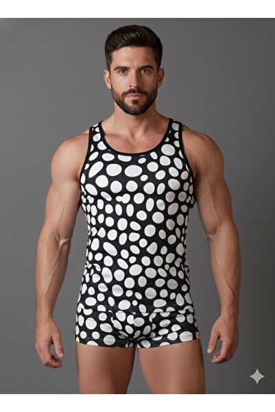 Shimmer Look Erkek Geometrik Şekilli Atlet Boxer Takım