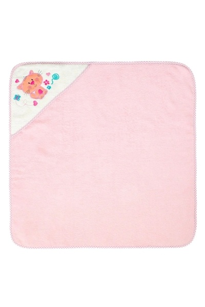 OEM Πανό με κουκούλα από βαμβάκι Ροζ γάτα 75x75cm