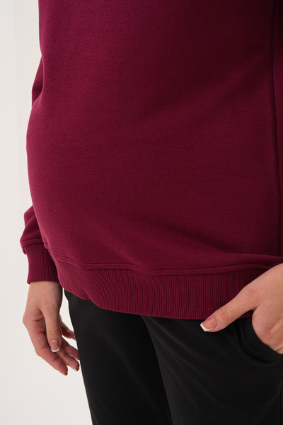 Miss Dünya Lissa Crew Neck 100% Cotton Maternity and Postpartum Basic Sweatshirt