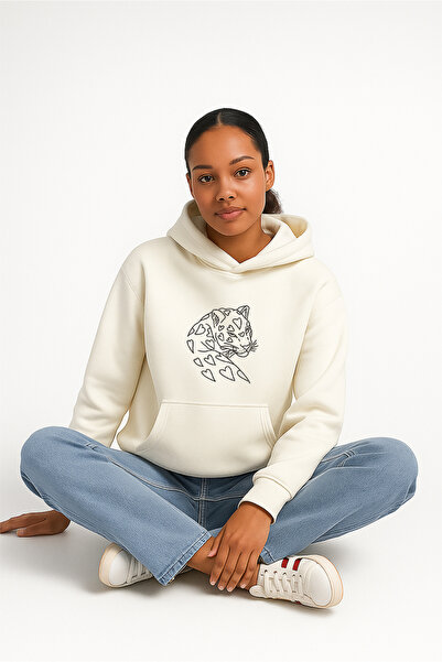 LORVEX Hanorac cu glugă pentru femei, supradimensionat, 100% bumbac, imprimat...