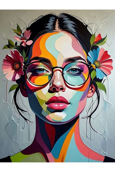 ALAYRA International ملصق فني تجريدي نابض بالحياة لوجه أنثوي، ديكور جداري عصر...