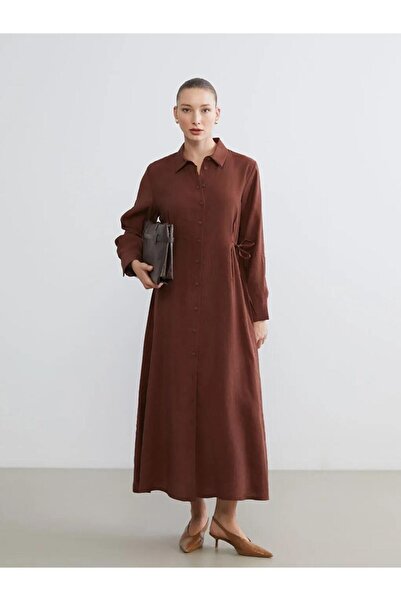 LC Waikiki cu încrețituri modal Amestecat rochie tip cămașă (W5)