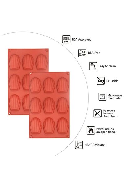 FORHOUSE Set of 2 silicone cake molds, With 9 compartments, Red