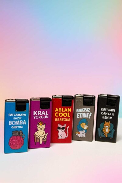 melmus 5’li Karikatür Yazılı Turbo Pürmüz Çakmak Seti – Eğlenceli Özel Seri