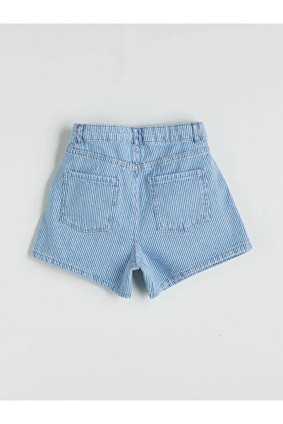 LC Waikiki Lcw Kids Indigo Striped Girl Jean Shorts
