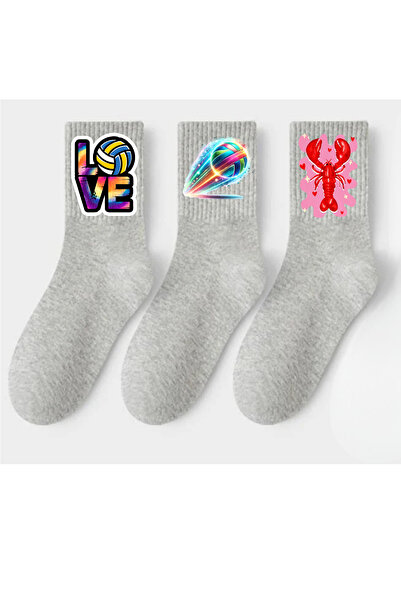Tubinyoo Gray Colored Volleyball Ball Printed Socket Socks