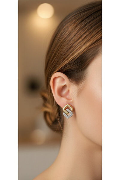 mischa jewelry Gold Zircon Stone Mesh Earrings - Tarnish-Free Premium Series
