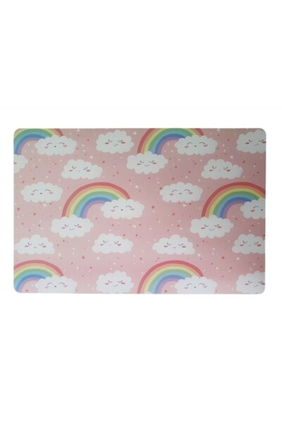 OEM Set de 2 suporturi de masă pentru farfurii curcubeu, 43,5 x 28,5 cm, roz/...