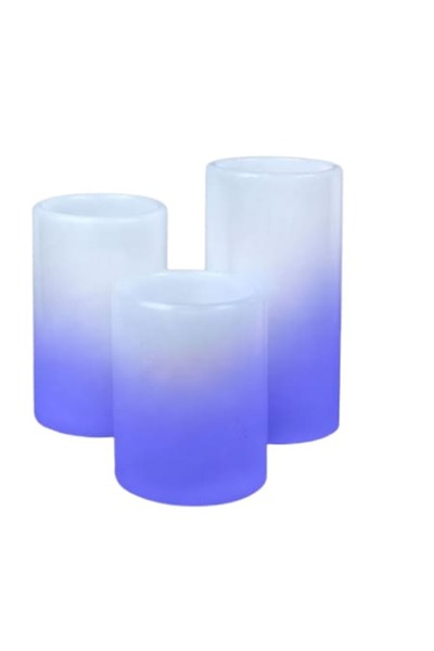 OEM Set de 3 lumânări LED albe cu baterii, cu margine ondulată, flacără color...