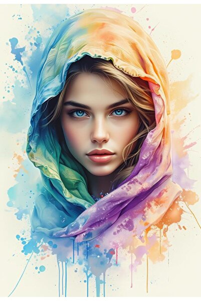 ALAYRA International ملصق فني ملون لوجه امرأة، ديكور جداري منزلي معاصر - 40×6...